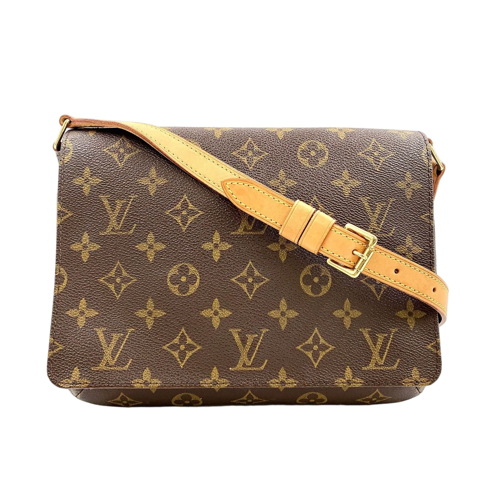 Louis Vuitton Musette Tango Short Strap Monogram Leather Brown Shoulder Bag Gold