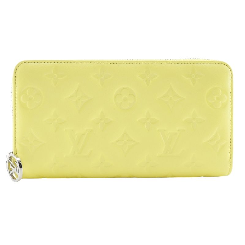 Louis Vuitton Zippy Wallet Coussin M83104 Lambskin Smiley Yellow Ladies Long
