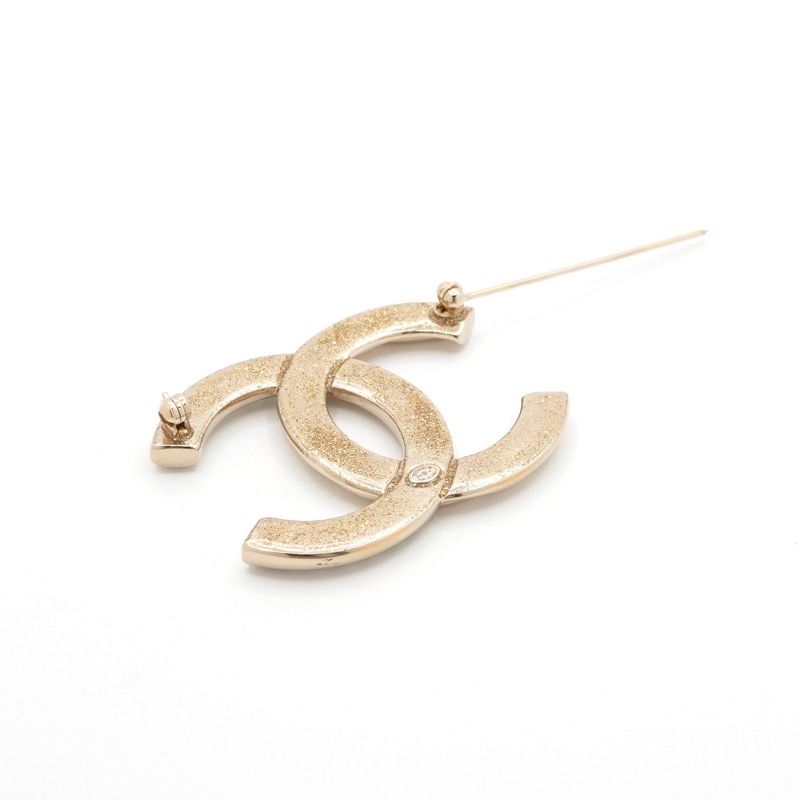 Chanel Brooch Corsage Gold Here Mark Rhinestone
