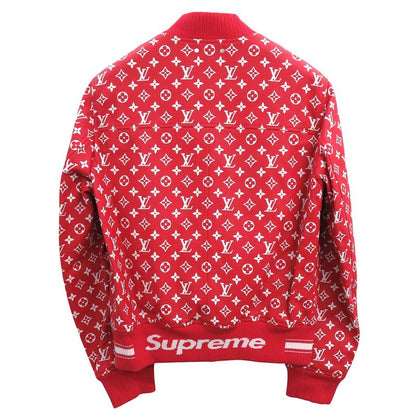 Louis Vuitton X Supreme Collaboration LV Leather Baseball Jacket Monogram Red