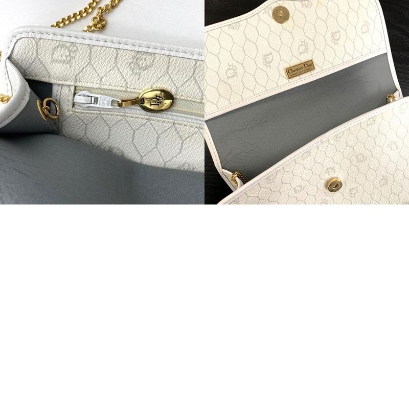 Dior Christian Dior Crossbody Honeycomb Shoulder Bag White Pvc/leather Women