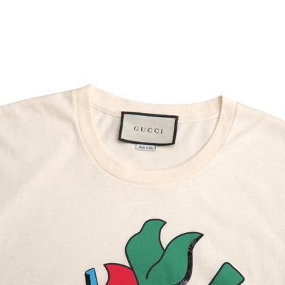 Gucci Short Sleeve T-shirt Size XS Sequin Embellishment Strawberry Cotton Crew