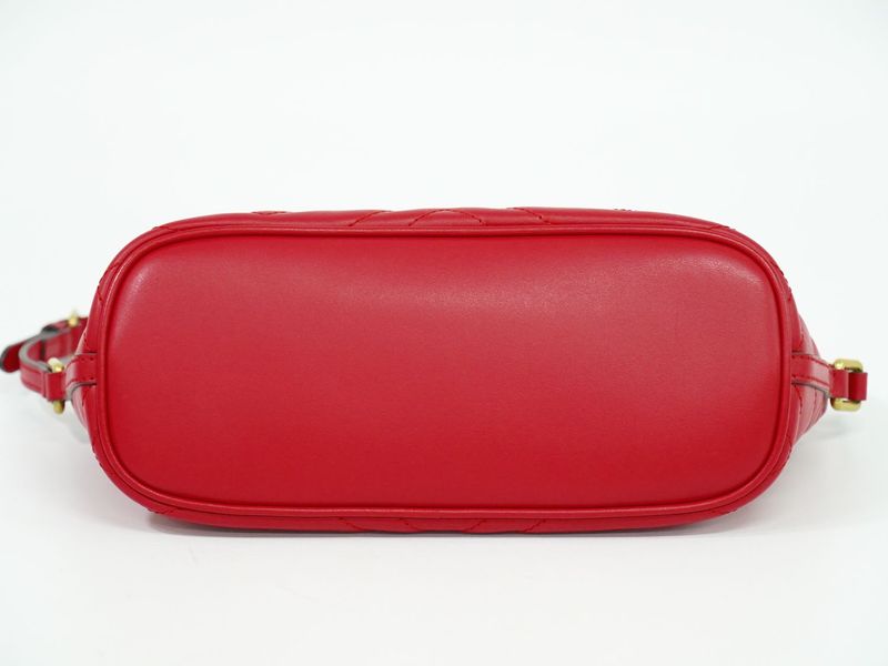 Authentic Gucci GG Marmont Shoulder Bag Leather Red 739166 Bag Pre-owned