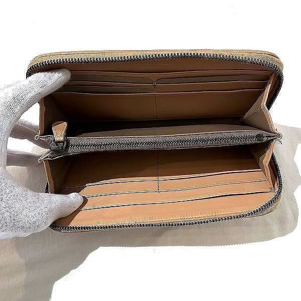 Bottega Veneta Intrecciato Beige Leather Round Zipper Wallet Long Wallet Women