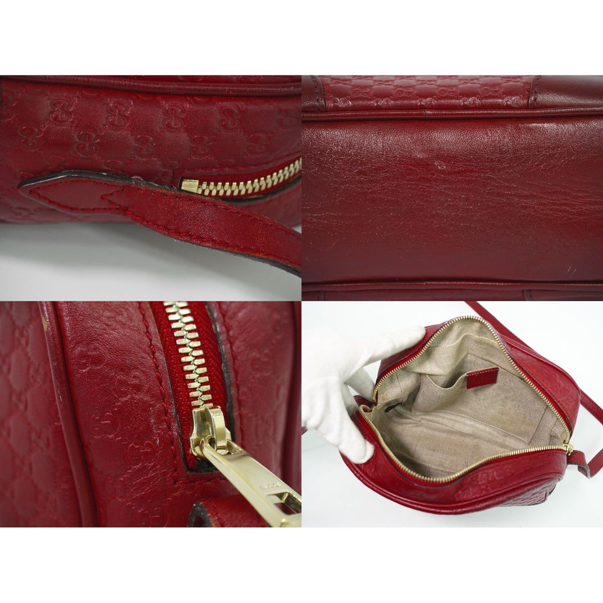 Gucci Micro Guccissima Leather Shoulder Bag Pochette Red — view 8