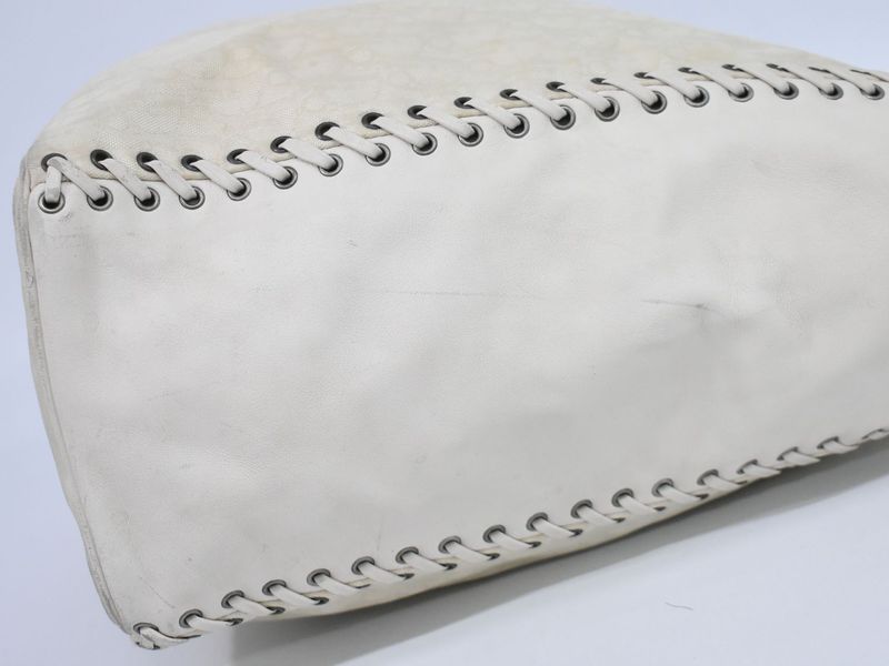 Authentic Christian DIOR Trotter Shoulder Bag Canvas Leather Ivory Trotter Bag