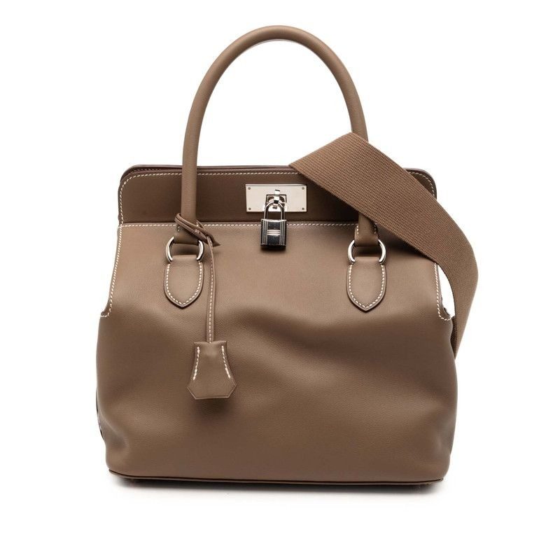 Hermes Toolbox 26 2-Way Shoulder Bag Etoupe Silver Voswift