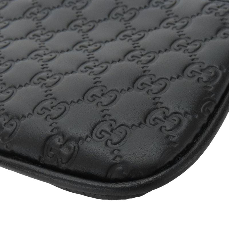 Gucci Coin Case 544476 Striped Leather Black Silver Hardware Small Case Key