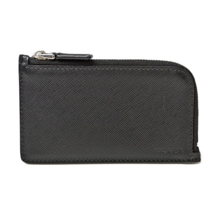 Prada Fragment Case Card Coin Logo Leather Nero Black 2 Mc021