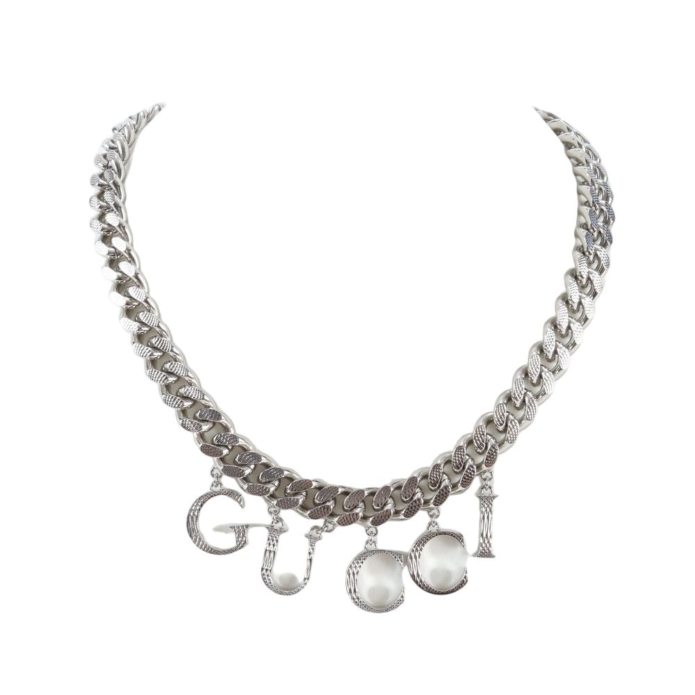Gucci Script Logo Choker Necklace Silver