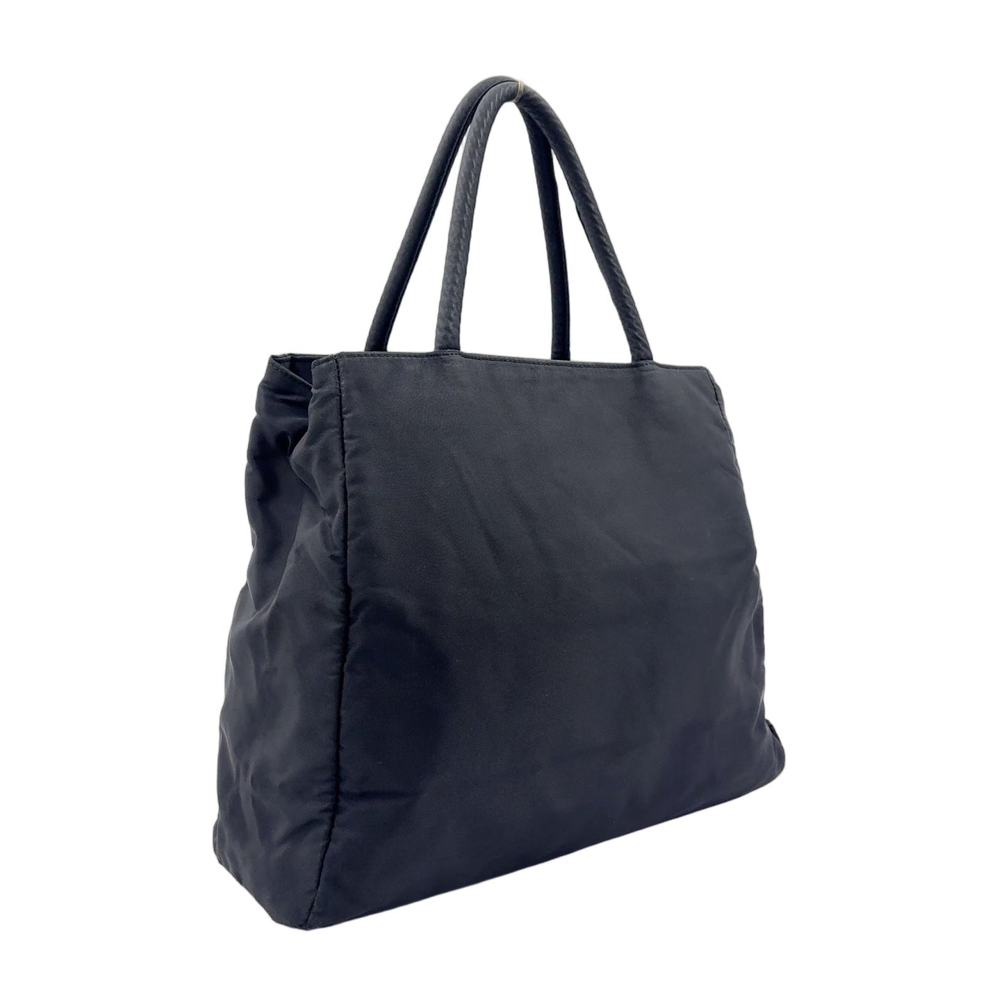 Prada Triangle Logo Nylon Black Tote Silver — view 2
