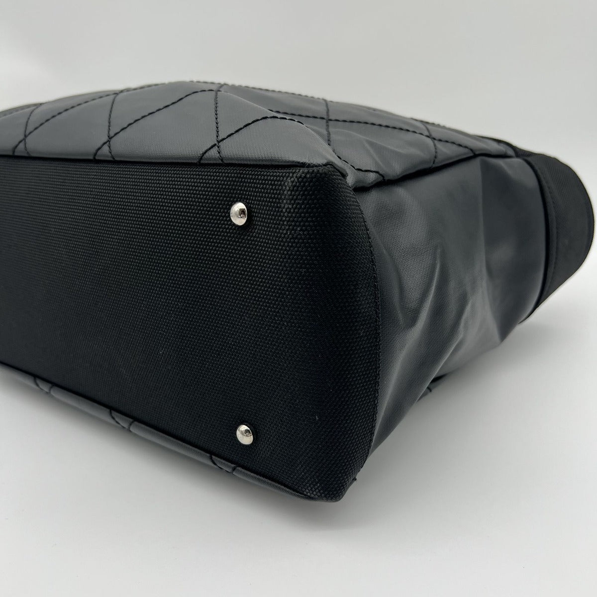 Chanel Paris Biarritz Tote MM 2-Way Nylon Leather Black Silver — view 12
