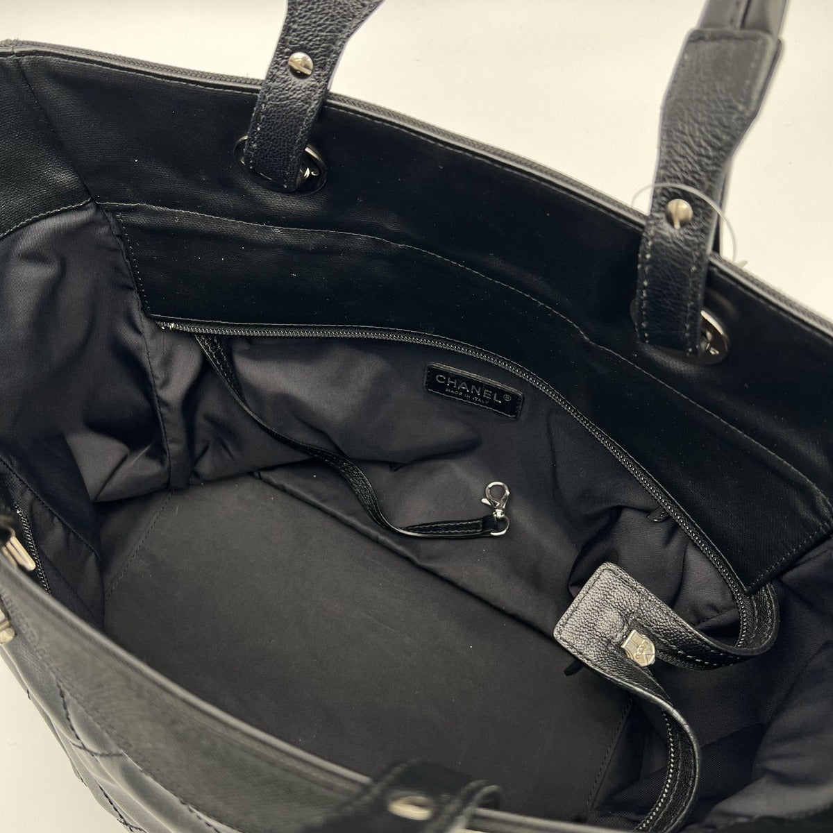 Chanel Paris Biarritz Tote MM 2-Way Nylon Leather Black Silver — view 14