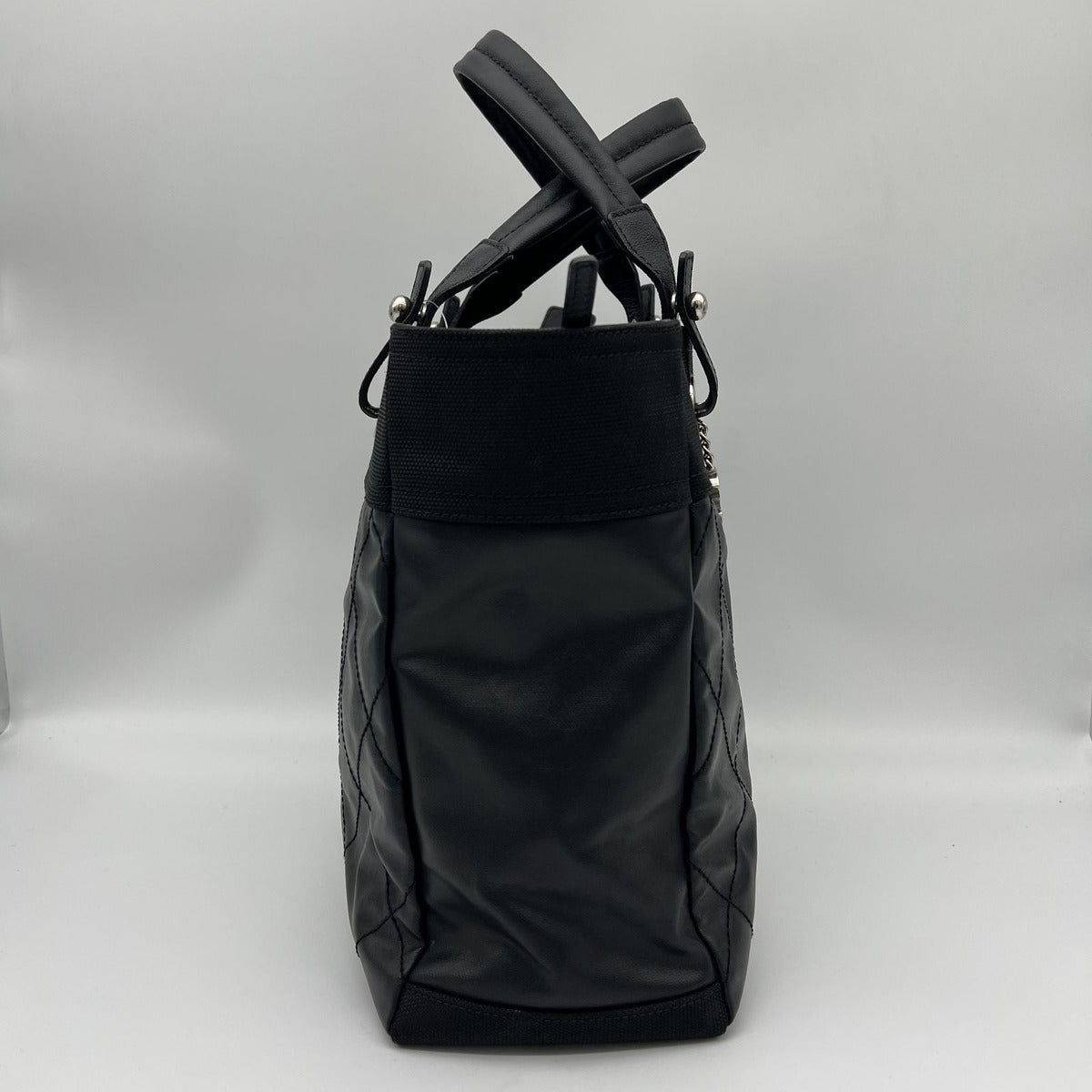 Chanel Paris Biarritz Tote MM 2-Way Nylon Leather Black Silver — view 9