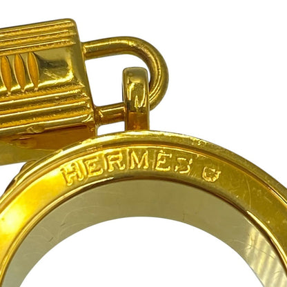 Hermes Scarf Ring Gold Red Leather — view 6