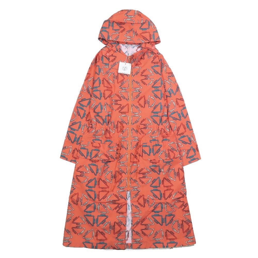Hermes Tatersales Long Beach Windbreaker Long Coat All Pattern 34 Orange