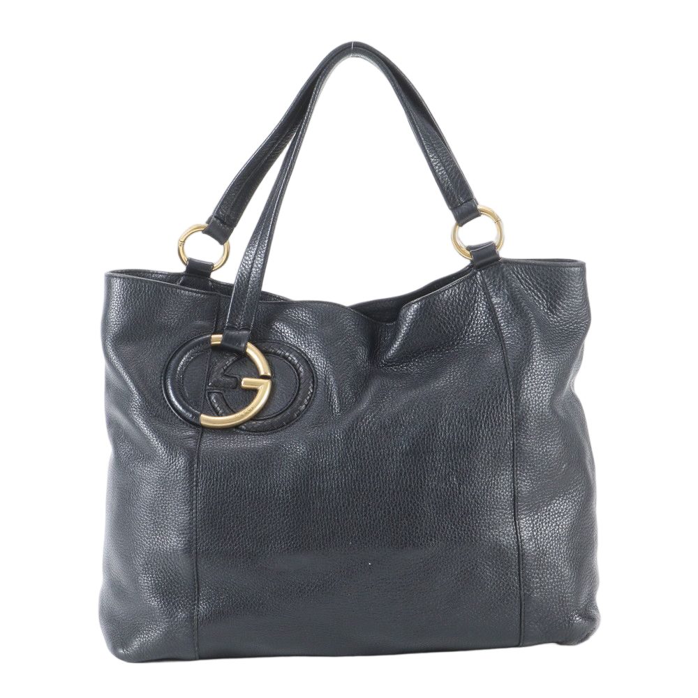 Gucci Interlocking Leather Tote Shoulder Hand Black