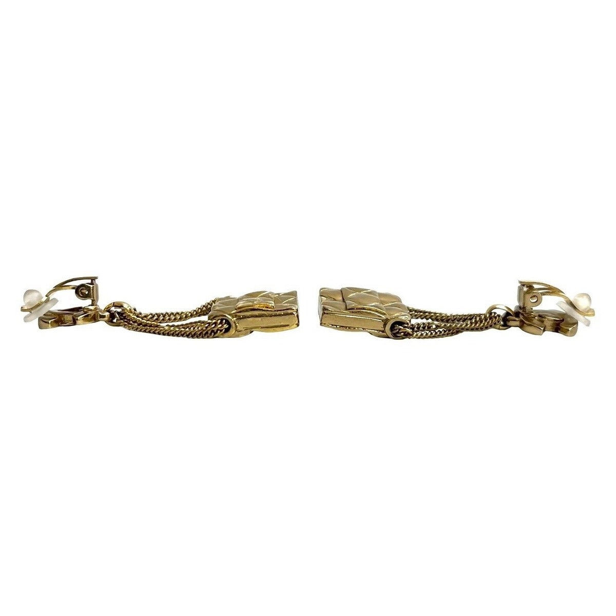 Chanel with Rice Vintage CC Logo Quilted Bag Motif Earrings — view 4