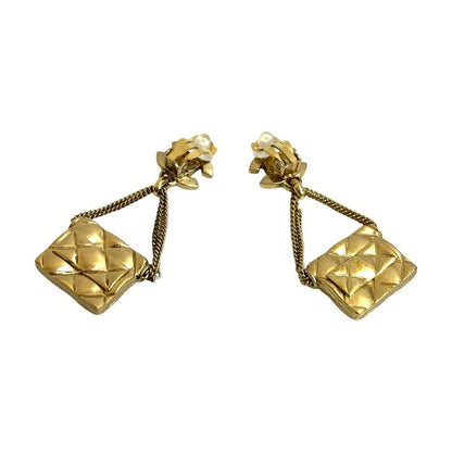 Chanel with Rice Vintage CC Logo Quilted Bag Motif Earrings — view 6