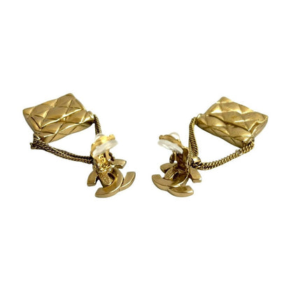 Chanel with Rice Vintage CC Logo Quilted Bag Motif Earrings — view 7
