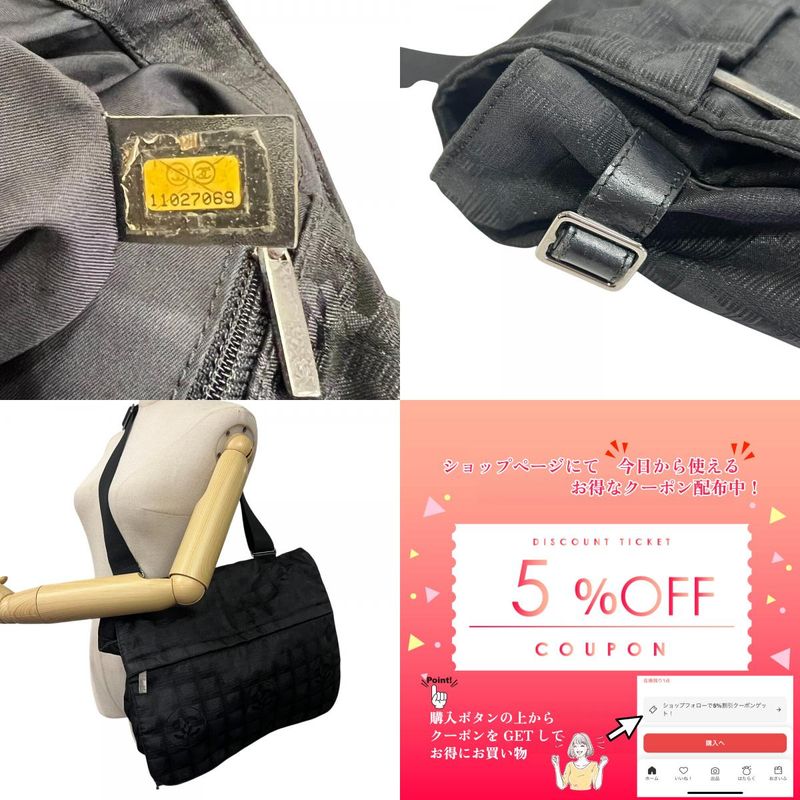 Chanel New Travel Line Shoulder Bag Oblique Shoulder Brand Ladies Black Ladies