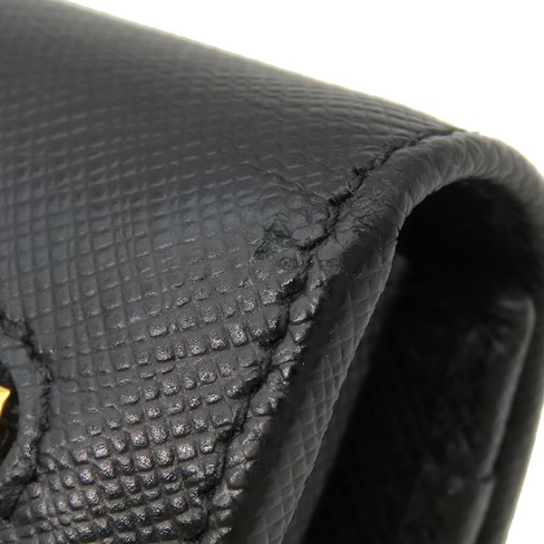 Prada Long Wallet Ribbon Flap Wallet Saffianoleather Black Goldhardware Black
