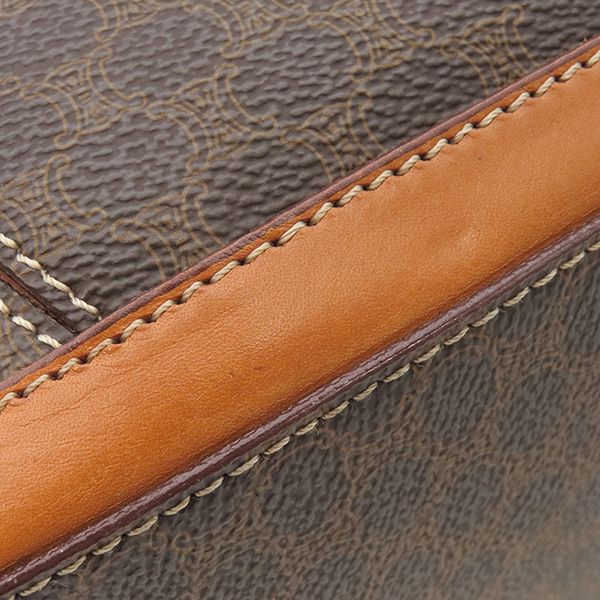 Celine Handbag Macadam Half Moon PVC Leather Brown Gold Hardware Brown Mini