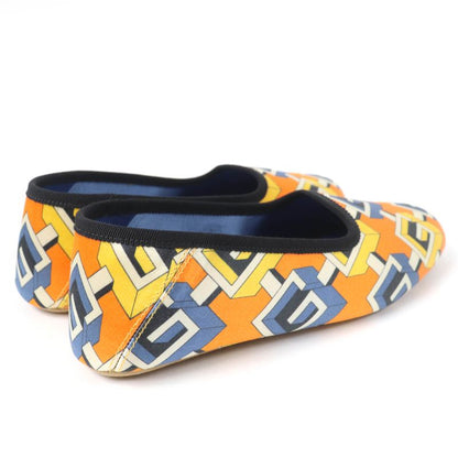 Gucci Geometric G All Over Logo Satin Room Shoes In Orange 37 With Box And