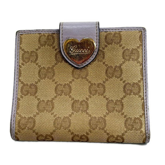 Gucci W Hook Wallet In GG Pattern 203549 Beige And Light Purple Leather