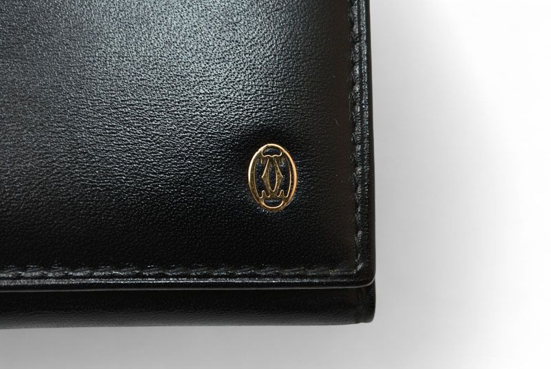 Cartier Key Case Key Holder Cartier Pasha Calf Leather Black Gold Hardware