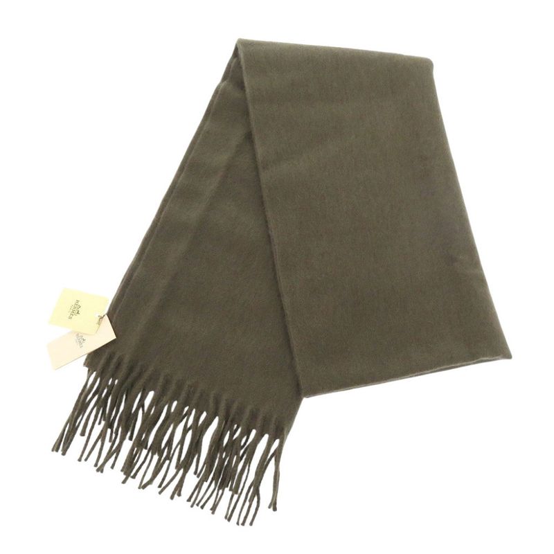 Hermes 393622t H6 Cashmere Khaki Scarf 0104 Hermes