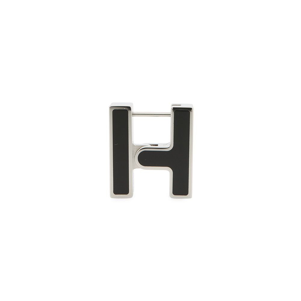 Hermes Earrings Single Black Silver Ear