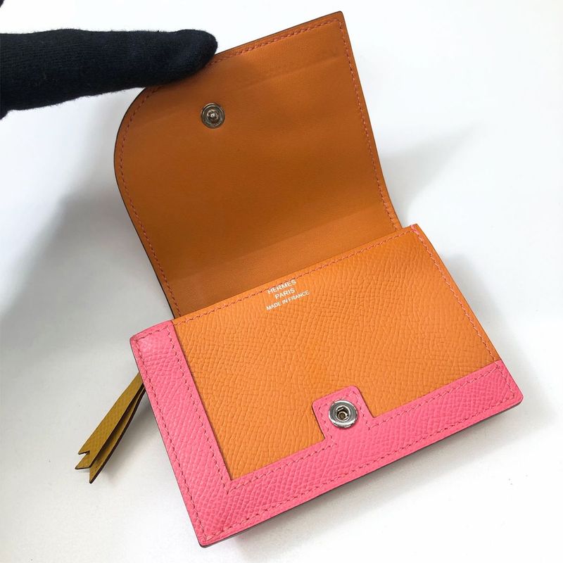 Hermes Camaille Mini Coin Case Veau Epsom Orange Pink