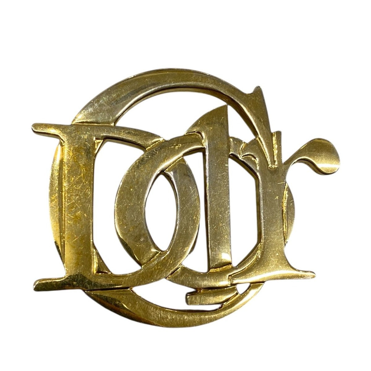 Dior Logo Brooch Gold