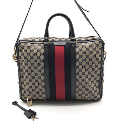 Gucci GG Canvas Business Bag 2-Way Bag Sherry Line Navy Bag