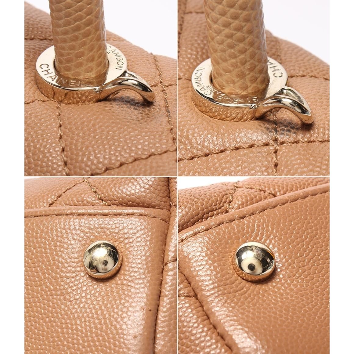 Chanel 2-Way Shoulder Bag Quilted Gold Caviar Leather Coco Handle 29 — view 8