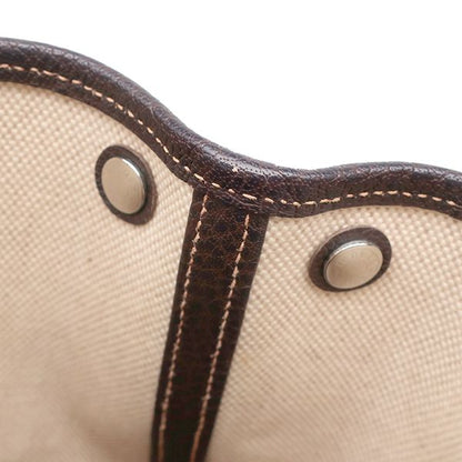 Hermes Tote Bag Garden Party Ttpm Toile Ash Leather Beige and Brown Silver