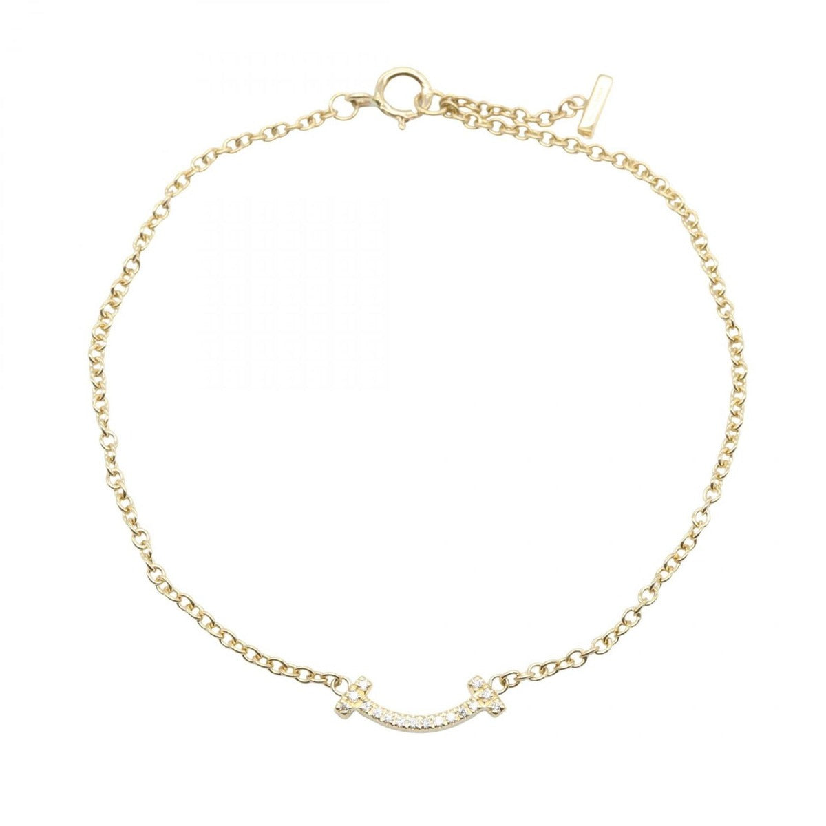Tiffany & Co Bracelet T Smile Mini Diamond Gold Clear