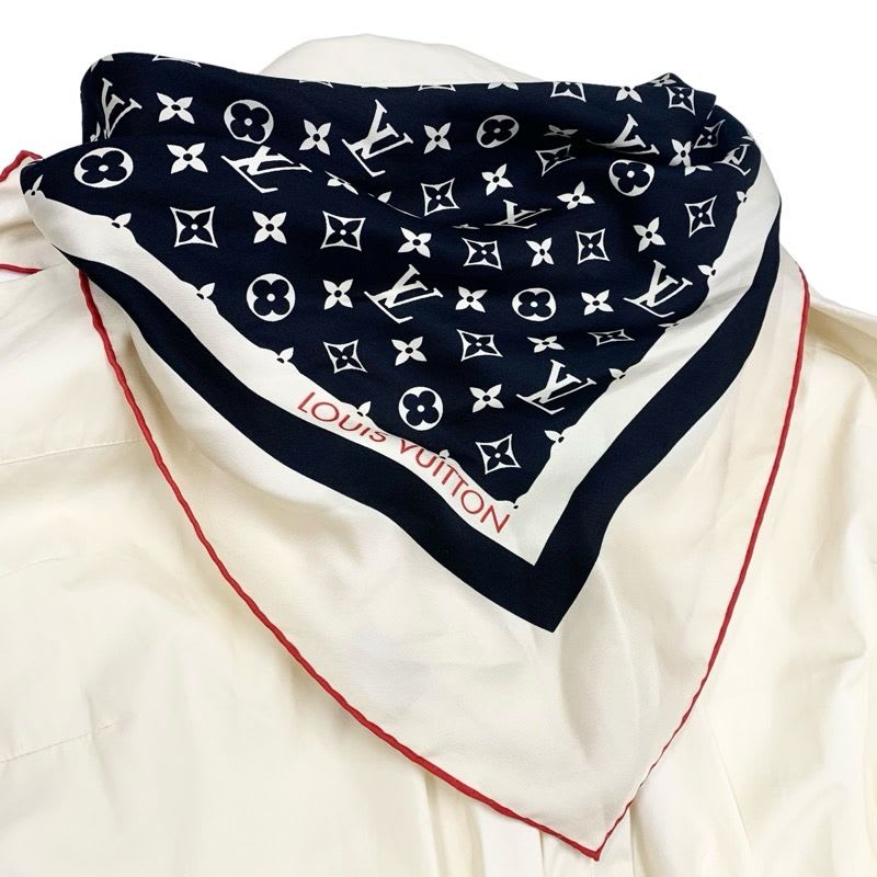 Louis Vuitton Dress Cotton Beige Black Red Scarf Safari Shirt Logo