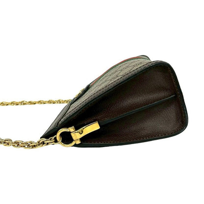 Gucci Ophidia GG Small Logo Pattern Leather Chain Shoulder Bag Pochette Brown — view 5