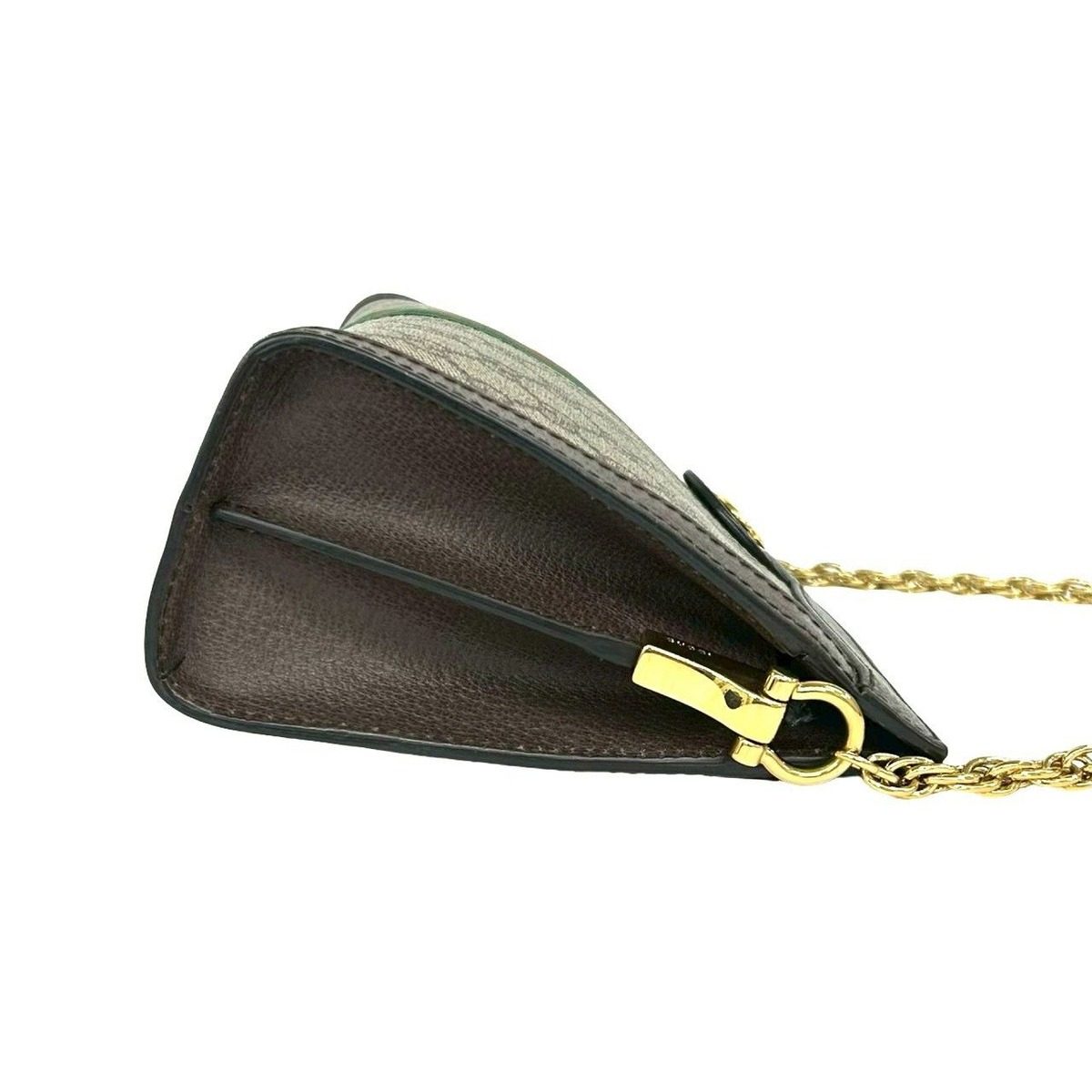 Gucci Ophidia GG Small Logo Pattern Leather Chain Shoulder Bag Pochette Brown — view 6