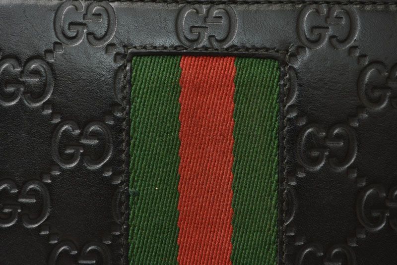 Gucci Wallet Gucci Long Wallet Round Zipper Webline Guccissima Black 408831