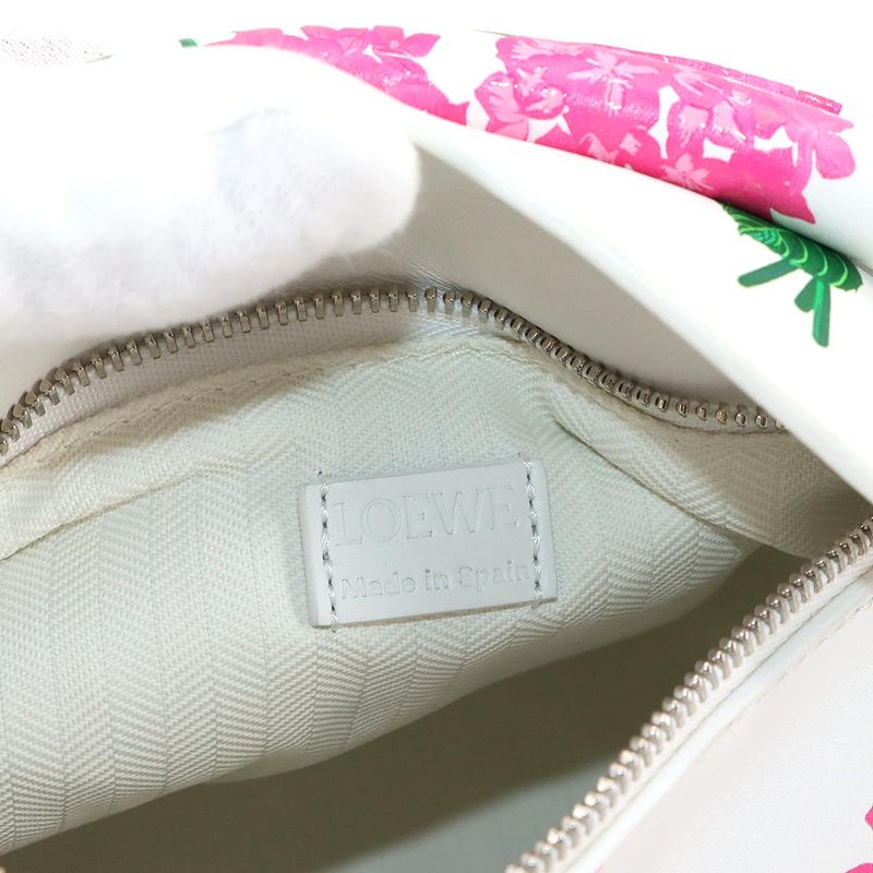 Exhibit Loewe Puzzle Bag Mini 2way Hand Shoulder Bag Leather White Pink Flower