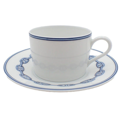 Hermes Chaine D'ancre Cup and Saucer White