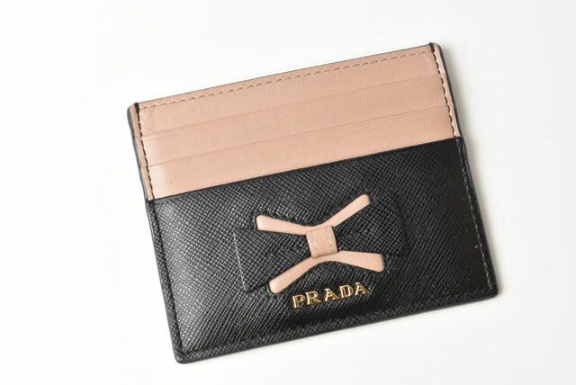 Prada Card Case Business Card Holder Prada Saffiano NERO Black 1mc025