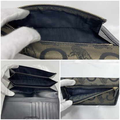 Celine Bifold Long Wallet Black Beige Carriage Pattern C Wallet Excellent
