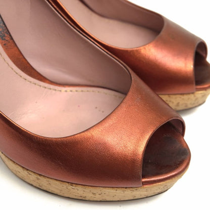 Gucci Pumps Shoes Women Leather Genuine Leather Bronze Copper 311654 Open Toe