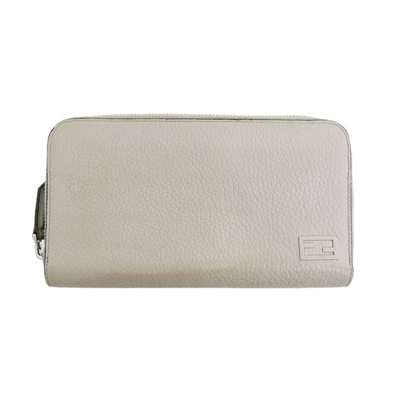 Fendi Round Zip Zipper Long Wallet Light Gray Blue 7 M0210