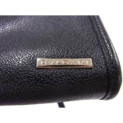 Bvlgari Shoulder Bag Black Leather Silver Hardware — view 2