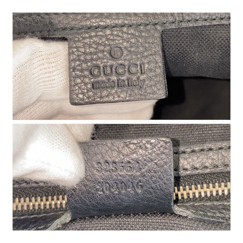 Gucci Bamboo Black Gold Hardware Leather 323664 Tote Bag Shoulder Bag 2WAY